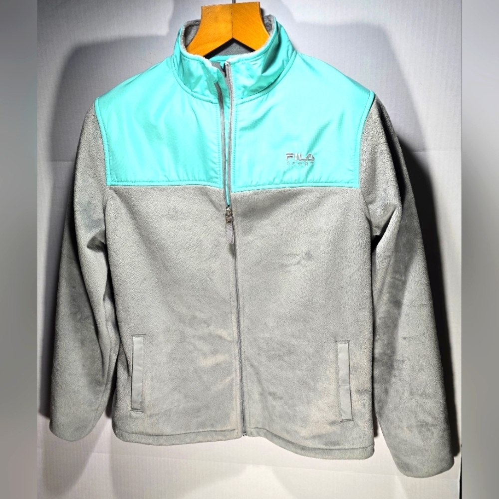 Fila Sport size XL Womens' Gray and Mint Light Jacket SUPER soft Warm Comfort